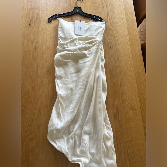 GAUGE81 White Lica Linen Mini Midi Strapless Dress Size 36 Small NWT - Picture 3 of 7